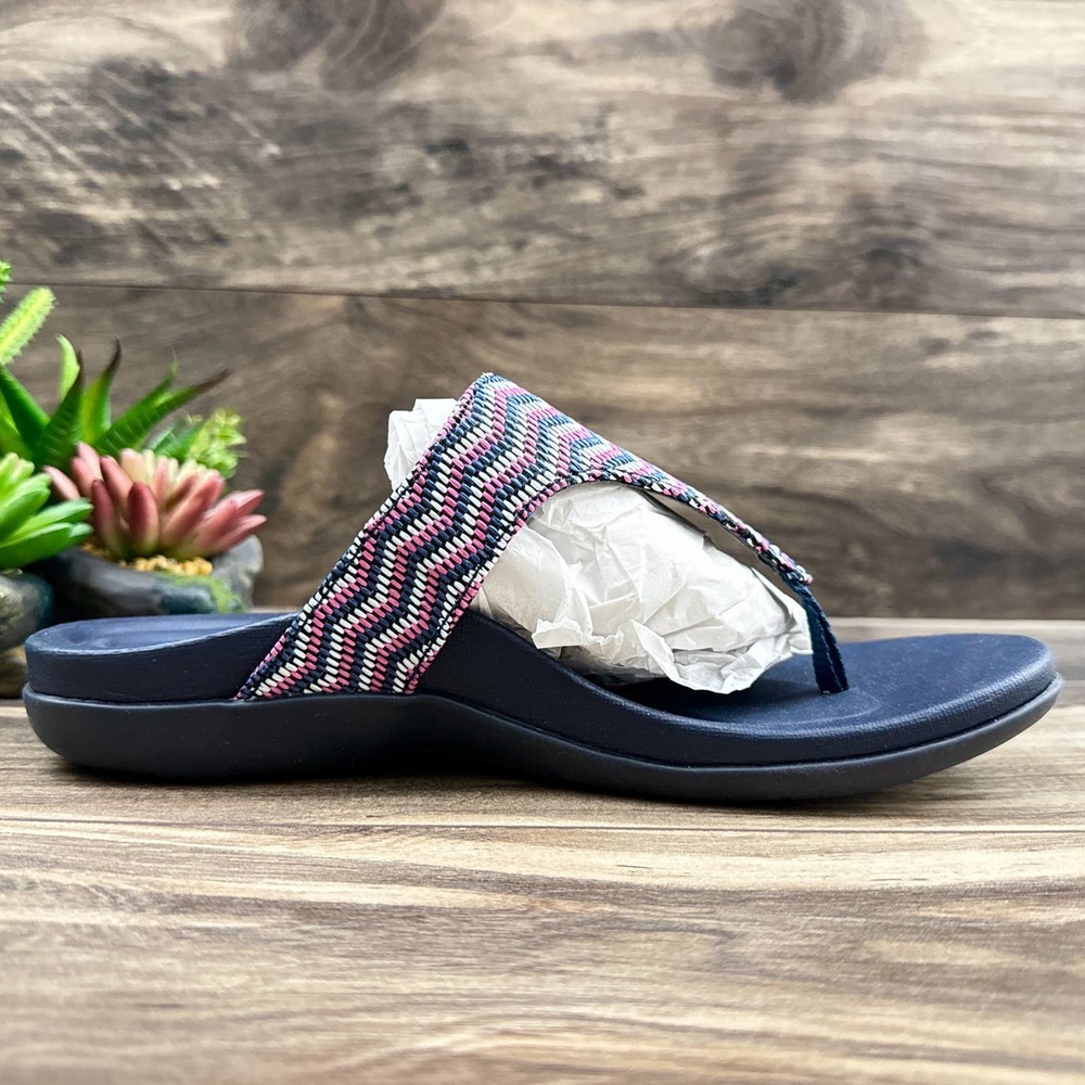 NIB Aetrex Rita 39 8.5 Thong Sandal Flip Flops Navy AE875 - Picture 8 of 12